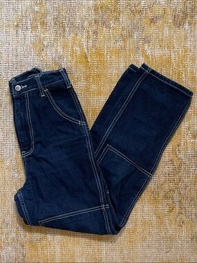 Dark Indigo Contrast-Stitch Denim Jeans